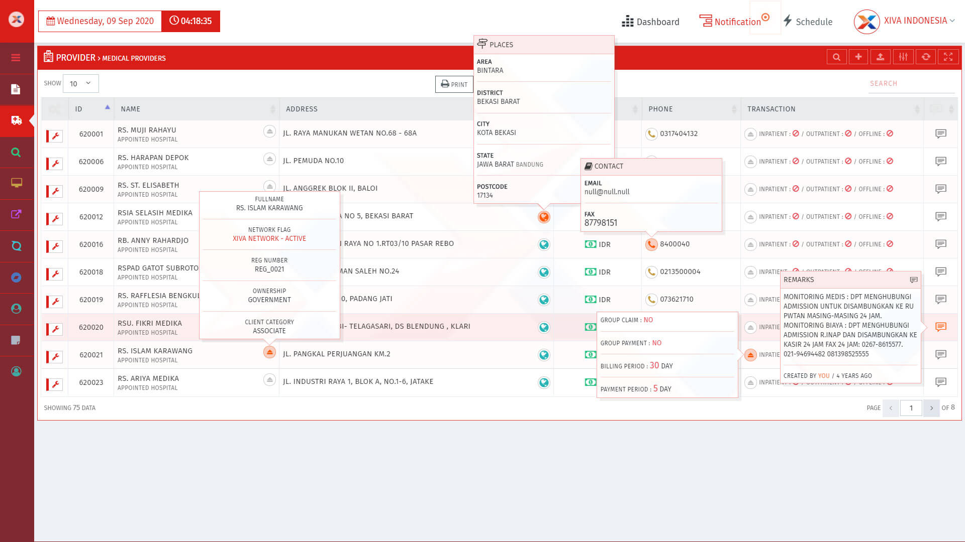XIVA - PRATINJAU DAFTAR PROVIDER